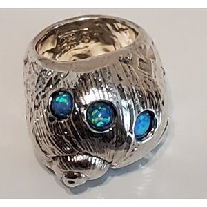 Sterling Silver Opal-shell air form statement ring